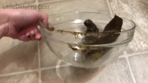 LittleDirtyPrincess – Pooping a Long Thick One Into a Bowl