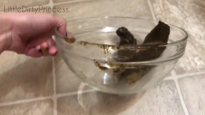 LittleDirtyPrincess – Pooping a Long Thick One Into a Bowl