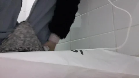 Bad Dolly – Public Toilet Pee Desperation with Curvy Tattooed White Gi