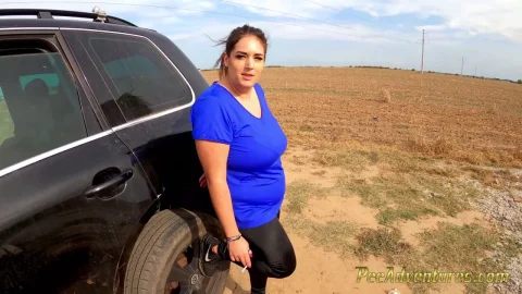 Fat Brunette Has Bladder So Full She Had to Pee TW