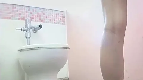 Asian Woman Uses Bathroom, Gets Partially Naked