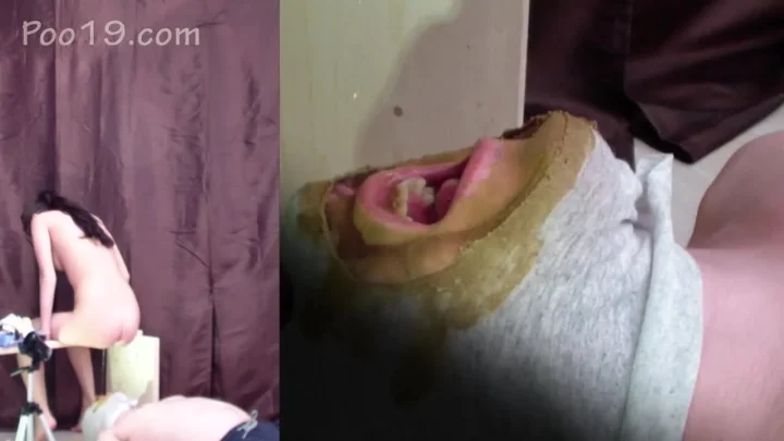 Blindfolded blonde gets face smeared with shit during DP and ass to mo