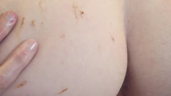 Three slim white girls covered in poop, one gets covered while lying d