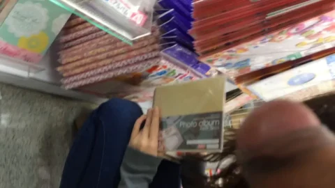 Asian Man Fucks Two Black Haired Women in Bookstore