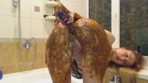 DirtyLena – Smearing Shit Anal with Vibrator