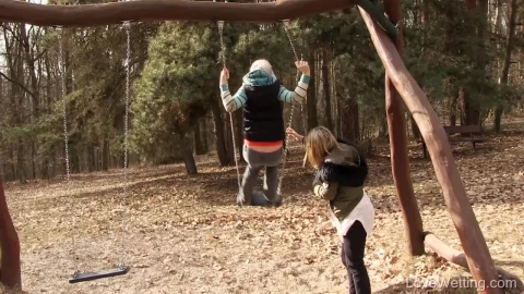 The Swing – Two Blonde MILFs Play on Outdoor Swings