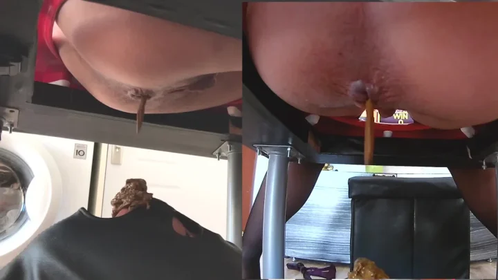Torrent Of Diarrhea – Brunette Riding Dildo While Guy Lies on Floor