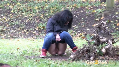Shy Teen Squatting and Pissing Outdoors
