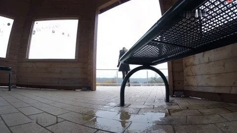 Public Bench Pantyhose Puddle