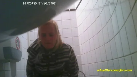 Student Restroom 52: Blonde College Girl Cums in the Toilet